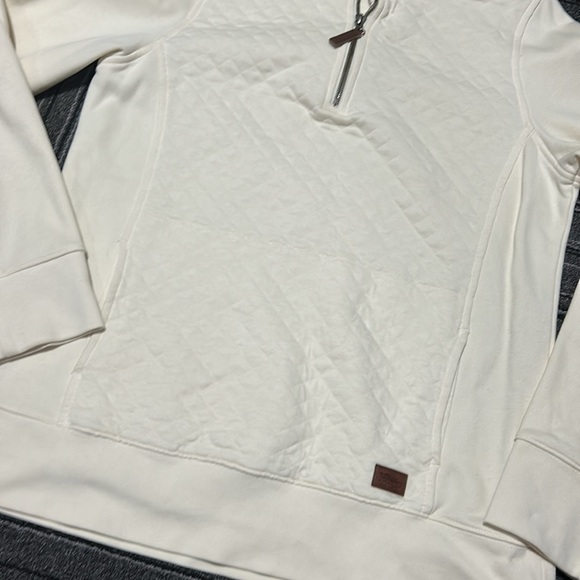 L.L. Bean Quilted Pullover Long Sleeve 1/4 Zip Cream Top Women’s Size Medium - Picture 5 of 16